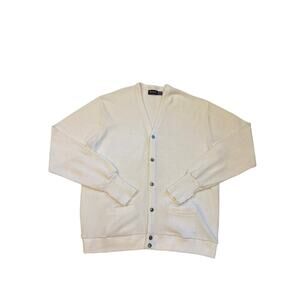 Vtg Par Four Sweater Mens Sz 3XLT White Cardigan Knit Grandpa Grunge Hipster USA